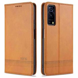 For vivo Y72 5G AZNS Magnetic Calf Texture Horizontal Flip Leather Case with Card Slots & Holder & Wallet(Light Brown)