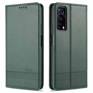 For vivo Y72 5G AZNS Magnetic Calf Texture Horizontal Flip Leather Case with Card Slots & Holder & Wallet(Dark Green)