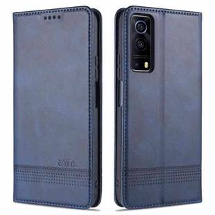 For vivo iQOO Z3 AZNS Magnetic Calf Texture Horizontal Flip Leather Case with Card Slots & Holder & Wallet(Dark Blue)