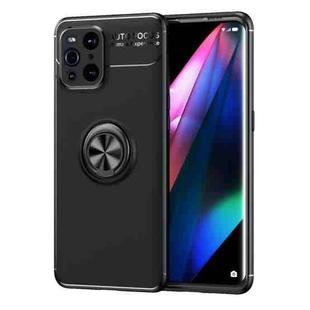 For OPPO Find X3 Metal Ring Holder 360 Degree Rotating TPU Case(Black+Black)