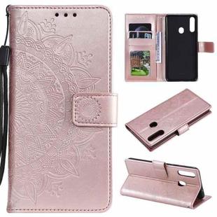 For Samsung Galaxy A10s Totem Flower Embossed Horizontal Flip TPU + PU Leather Case with Holder & Card Slots & Wallet(Rose Gold)