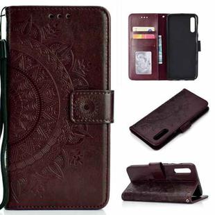 For Samsung Galaxy A70 Totem Flower Embossed Horizontal Flip TPU + PU Leather Case with Holder & Card Slots & Wallet(Brown)