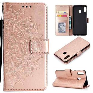 For Samsung Galaxy M20 Totem Flower Embossed Horizontal Flip TPU + PU Leather Case with Holder & Card Slots & Wallet(Rose Gold)
