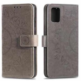 For Samsung Galaxy A12 Totem Flower Embossed Horizontal Flip TPU + PU Leather Case with Holder & Card Slots & Wallet(Gray)