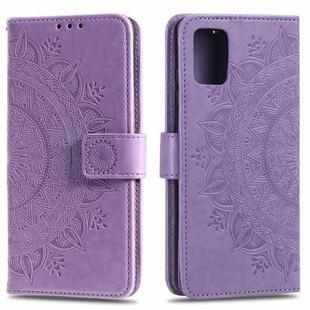 For Samsung Galaxy A12 Totem Flower Embossed Horizontal Flip TPU + PU Leather Case with Holder & Card Slots & Wallet(Purple)