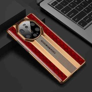 For Huawei Mate 40 RS Porsche Design GKK Electroplating Painted Glass Case(Woven Red Pattern)