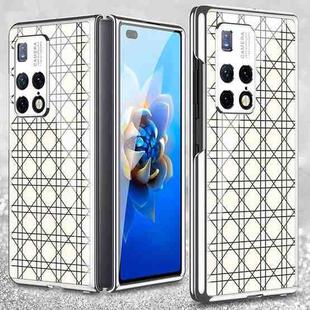 For Huawei Mate X2 GKK Electroplating Painted Glass Phone Case(White Grid)