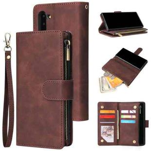 For Galaxy Note 10 Multifunctional Retro Frosted Horizontal Flip Leather Case with Card Slot & Holder & Zipper Wallet & Photo Frame & Lanyard(Coffee)