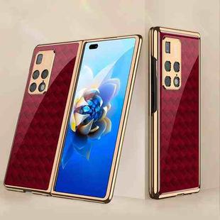 For Huawei Mate X2 GKK Electroplating Painted Glass Phone Case(Woven Red Pattern)