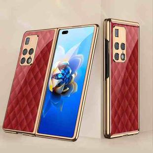 For Huawei Mate X2 GKK Electroplating Painted Glass Phone Case(Red Grid)
