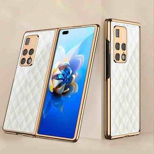 For Huawei Mate X2 GKK Electroplating Painted Glass Phone Case(White Grid)