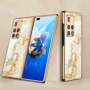 For Huawei Mate X2 GKK Electroplating Painted Glass Phone Case(Gold Line Yellow)