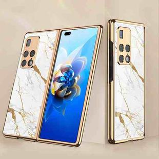 For Huawei Mate X2 GKK Electroplating Painted Glass Phone Case(Gold Line White)