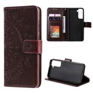 For Samsung Galaxy S21 5G Totem Flower Embossed Horizontal Flip TPU + PU Leather Case with Holder & Card Slots & Wallet(Brown)