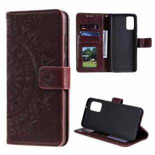 For Samsung Galaxy Note20 Totem Flower Embossed Horizontal Flip TPU + PU Leather Case with Holder & Card Slots & Wallet(Brown)
