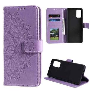For Samsung Galaxy Note20 Totem Flower Embossed Horizontal Flip TPU + PU Leather Case with Holder & Card Slots & Wallet(Purple)