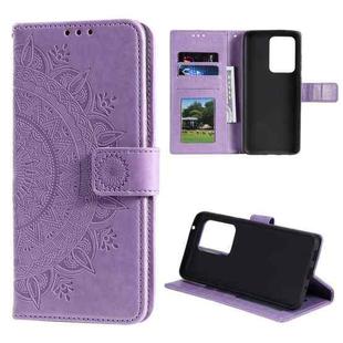 For Samsung Galaxy Note20 Ultra Totem Flower Embossed Horizontal Flip TPU + PU Leather Case with Holder & Card Slots & Wallet(Purple)