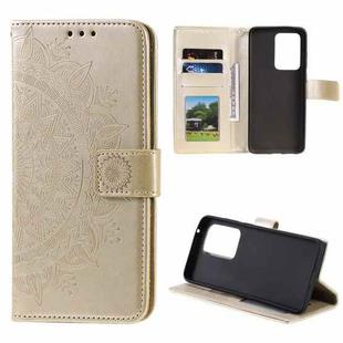 For Samsung Galaxy Note20 Ultra Totem Flower Embossed Horizontal Flip TPU + PU Leather Case with Holder & Card Slots & Wallet(Gold)