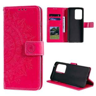 For Samsung Galaxy S20 Ultra Totem Flower Embossed Horizontal Flip TPU + PU Leather Case with Holder & Card Slots & Wallet(Red)
