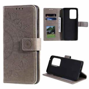 For Samsung Galaxy S20 Ultra Totem Flower Embossed Horizontal Flip TPU + PU Leather Case with Holder & Card Slots & Wallet(Grey)