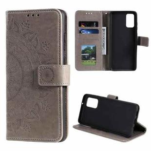 For Samsung Galaxy S20 FE Totem Flower Embossed Horizontal Flip TPU + PU Leather Case with Holder & Card Slots & Wallet(Grey)