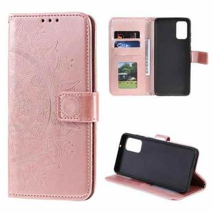 For Samsung Galaxy S20 FE Totem Flower Embossed Horizontal Flip TPU + PU Leather Case with Holder & Card Slots & Wallet(Rose Gold)