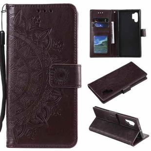 For Samsung Galaxy Note10 Plus Totem Flower Embossed Horizontal Flip TPU + PU Leather Case with Holder & Card Slots & Wallet(Brown)