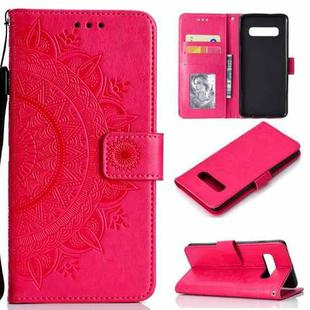 For Samsung Galaxy S10 Totem Flower Embossed Horizontal Flip TPU + PU Leather Case with Holder & Card Slots & Wallet(Red)