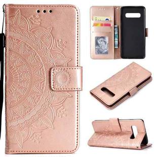 For Samsung Galaxy S10 Totem Flower Embossed Horizontal Flip TPU + PU Leather Case with Holder & Card Slots & Wallet(Rose Gold)