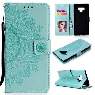 For Samsung Galaxy Note9 Totem Flower Embossed Horizontal Flip TPU + PU Leather Case with Holder & Card Slots & Wallet(Green)