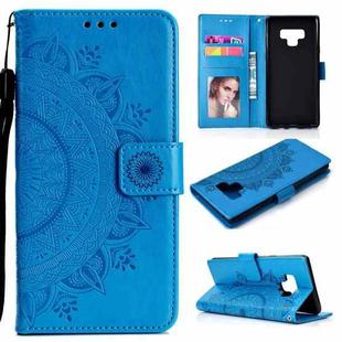 For Samsung Galaxy Note9 Totem Flower Embossed Horizontal Flip TPU + PU Leather Case with Holder & Card Slots & Wallet(Blue)