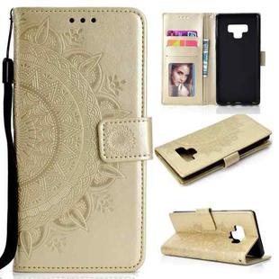 For Samsung Galaxy Note9 Totem Flower Embossed Horizontal Flip TPU + PU Leather Case with Holder & Card Slots & Wallet(Gold)