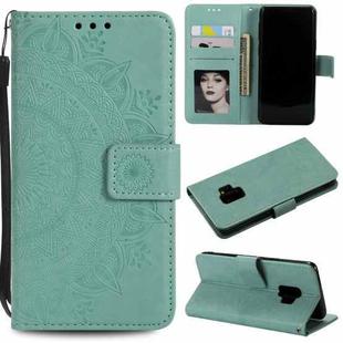 For Samsung Galaxy S9 Totem Flower Embossed Horizontal Flip TPU + PU Leather Case with Holder & Card Slots & Wallet(Green)