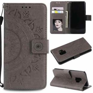 For Samsung Galaxy S9 Totem Flower Embossed Horizontal Flip TPU + PU Leather Case with Holder & Card Slots & Wallet(Grey)