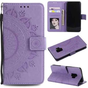 For Samsung Galaxy S9 Totem Flower Embossed Horizontal Flip TPU + PU Leather Case with Holder & Card Slots & Wallet(Purple)