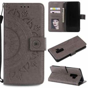 For Samsung Galaxy S9 Plus Totem Flower Embossed Horizontal Flip TPU + PU Leather Case with Holder & Card Slots & Wallet(Grey)