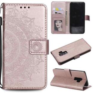 For Samsung Galaxy S9 Plus Totem Flower Embossed Horizontal Flip TPU + PU Leather Case with Holder & Card Slots & Wallet(Rose Gold)