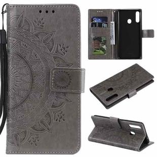 For Samsung Galaxy A20s Totem Flower Embossed Horizontal Flip TPU + PU Leather Case with Holder & Card Slots & Wallet(Grey)