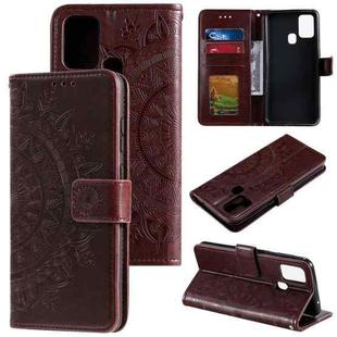 For Samsung Galaxy A21s Totem Flower Embossed Horizontal Flip TPU + PU Leather Case with Holder & Card Slots & Wallet(Brown)