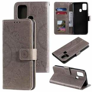 For Samsung Galaxy A21s Totem Flower Embossed Horizontal Flip TPU + PU Leather Case with Holder & Card Slots & Wallet(Grey)