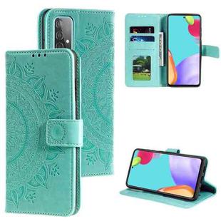 For Samsung Galaxy A72 5G / 4G Totem Flower Embossed Horizontal Flip TPU + PU Leather Case with Holder & Card Slots & Wallet(Green)