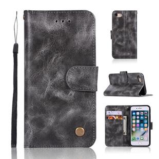 For iPhone 6 Plus / 6s Plus Retro Copper Buckle Crazy Horse Horizontal Flip PU Leather Case with Holder & Card Slots & Wallet & Lanyard(Gray)