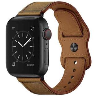 Double Hole Leather Watch Band For Apple Watch Series 7 45mm / 6 & SE & 5 & 4 44mm / 3 & 2 & 1 42mm(Dark Brown Crazy Horse)