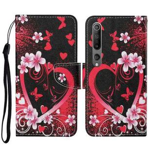 For Xiaomi Mi 10 Colored Drawing Pattern Horizontal Flip Leather Case with Holder & Card Slots & Wallet & Lanyard(Red Heart)