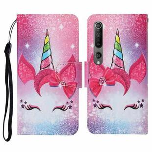 For Xiaomi Mi 10 Colored Drawing Pattern Horizontal Flip Leather Case with Holder & Card Slots & Wallet & Lanyard(Eyelash Unicorn)