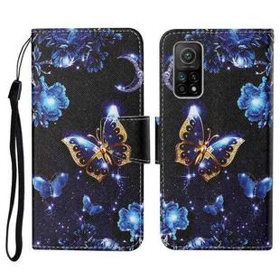 For Xiaomi Mi 10T Colored Drawing Pattern Horizontal Flip Leather Case with Holder & Card Slots & Wallet & Lanyard(Moon Butterfly)