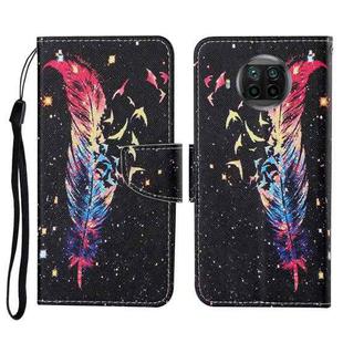 For Xiaomi Mi 10T Lite Colored Drawing Pattern Horizontal Flip Leather Case with Holder & Card Slots & Wallet & Lanyard(Feather)