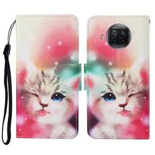 For Xiaomi Mi 10T Lite Colored Drawing Pattern Horizontal Flip Leather Case with Holder & Card Slots & Wallet & Lanyard(Squint Cat)