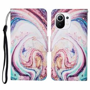 For Xiaomi Mi 11 Colored Drawing Pattern Horizontal Flip Leather Case with Holder & Card Slots & Wallet & Lanyard(Whirlpool Marble)