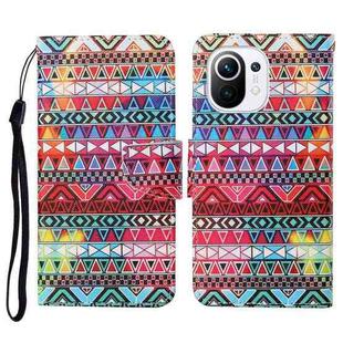 For Xiaomi Mi 11 Colored Drawing Pattern Horizontal Flip Leather Case with Holder & Card Slots & Wallet & Lanyard(Tribal Ethnic Style)